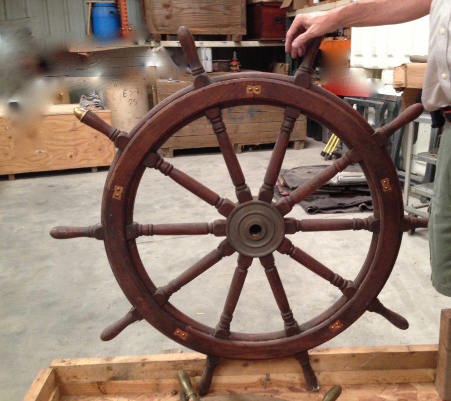 Wooden Steering Wheel, 36 inch circle, 4 ft tip to tip.